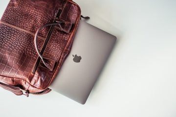 leather laptop bag with a laptop